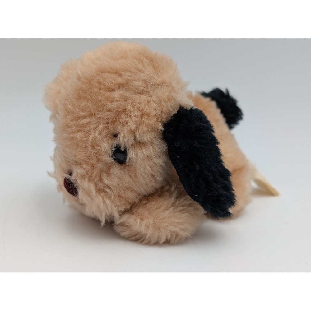 Kamar Plush Dog Tan Black Vintage 1970s Korea 4 Inch Stuffed Animal Toy